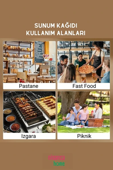 Nisanca Home Vintage Gazete Desenli Yağlı Sunum Kağıdı – Pinterest Stilinde Estetik Kahvaltı, Peynir Tabağı ve Fast Food Sunumları için 50’li Paket - 4