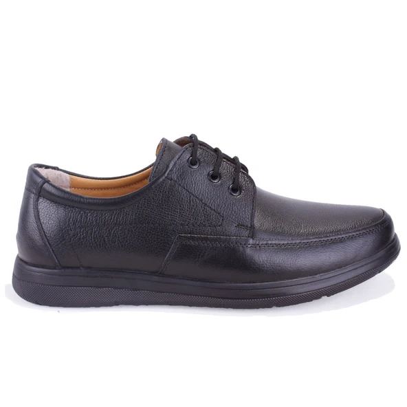 Dagoster DMA08-433 Siyah Ortopedik Poliüretan Taban Günlük Bağcıklı Erkek Deri Ayakkabı - 2