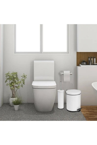 SAS beyaz çöp kovası wc fırça set 2 li set 5 lt - 7