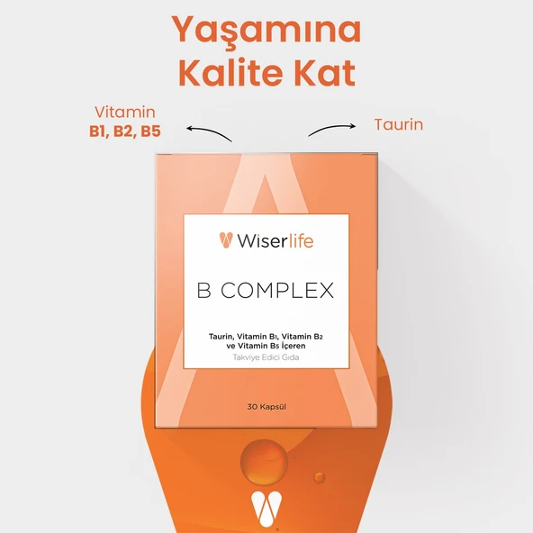 Wiserlife B Complex Taurin Takviye Edici Gıda 30 Kapsül - Resim 5