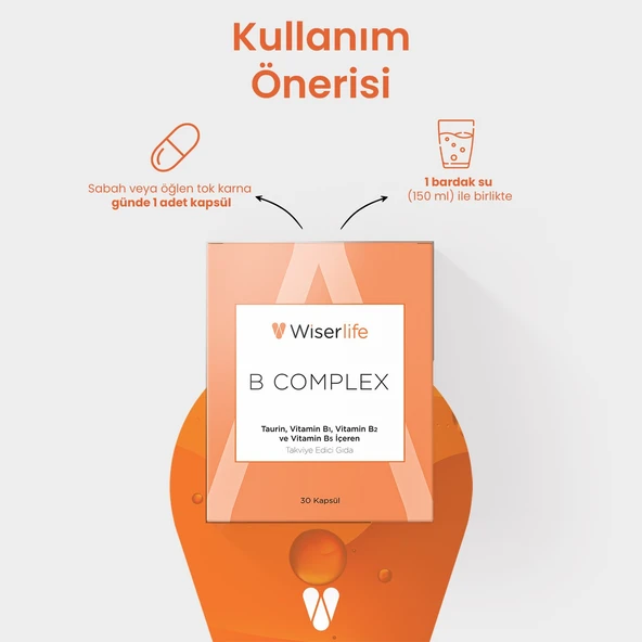 Wiserlife B Complex Taurin Takviye Edici Gıda 30 Kapsül - Resim 3