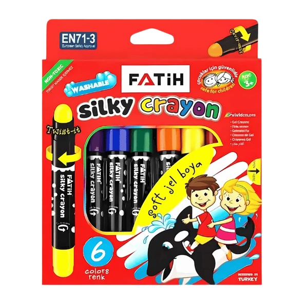Fatih Jel Silky Crayon 6 Renk Çevirmeli Mekanizmalı