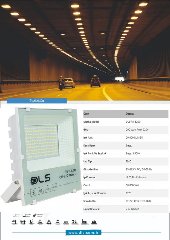 200W Led Projektör Site Çevre Aydınlatma DLS Armatür - 2