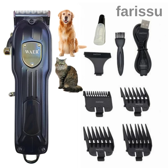 WAER WA-095 Şarjlı Kedi Köpek Tıraş Makinesi | 6500 RPM Motor | 4 Taraklı | USB Şarjlı