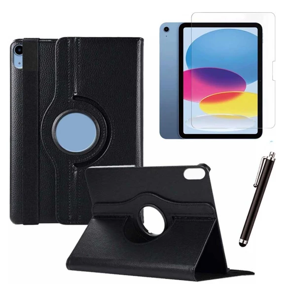 Apple iPad 10. Nesil / iPad A16 Uyumlu 10,9 inç Tablet Kılıfı Cam Kalem Set