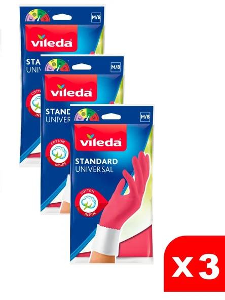 Vileda Universal Standart Eldiven Orta M/8 x 3 Adet - 1