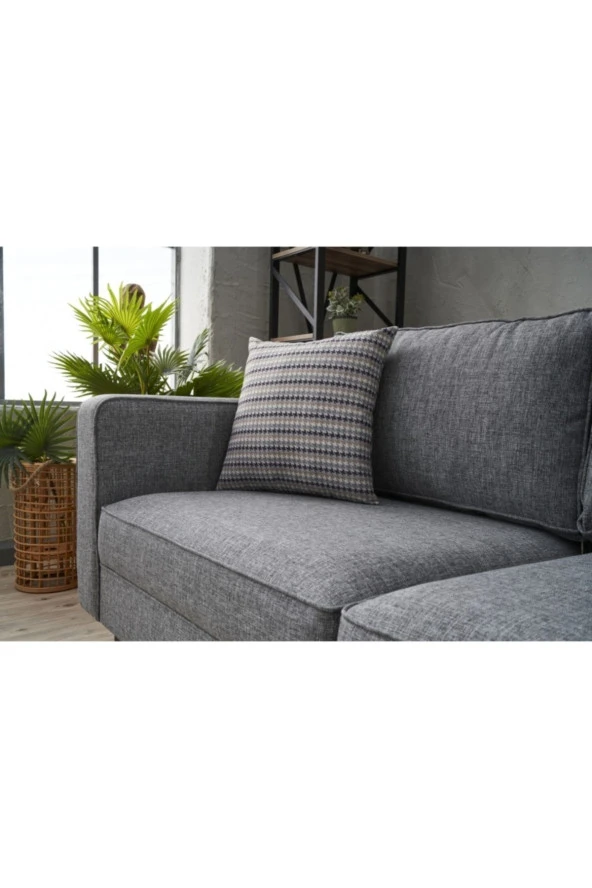 Evdebiz Kale Serisi Ikili Koltuk Keten Gri - 3