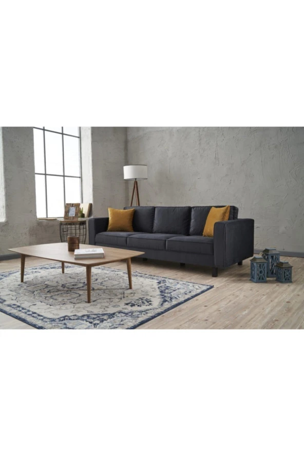 Evdebiz Kale Serisi Üçlü Koltuk Kadife Antrasit - 4