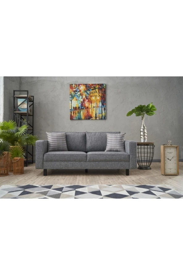 Evdebiz Kale Serisi Ikili Koltuk Keten Gri - 5