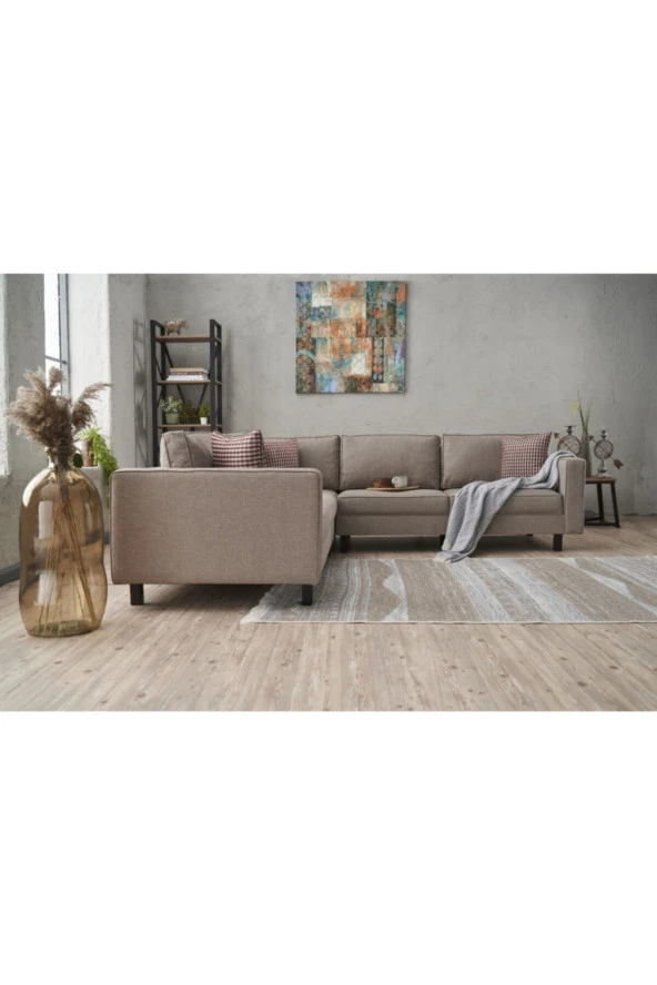 Evdebiz Kale Serisi Köşe Koltuk Keten Krem - 5