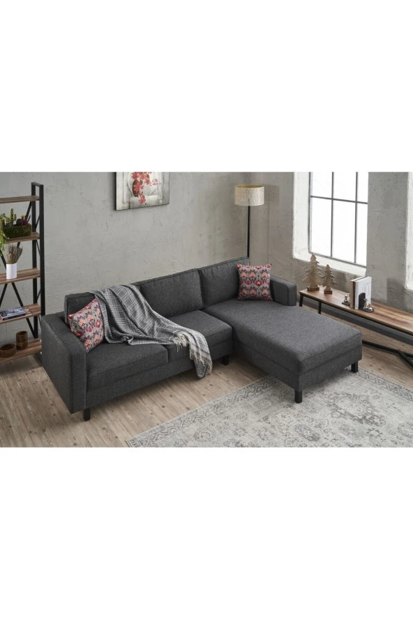 Evdebiz Kale Serisi L Köşe Koltuk Keten Antrasit Sağ - 3