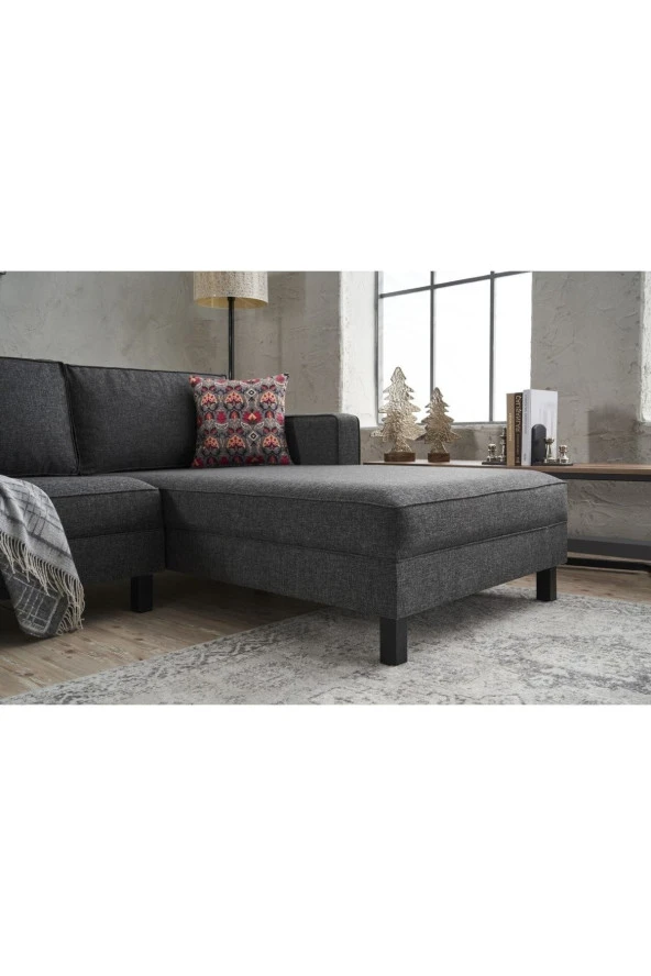 Evdebiz Kale Serisi L Köşe Koltuk Keten Antrasit Sağ - 4