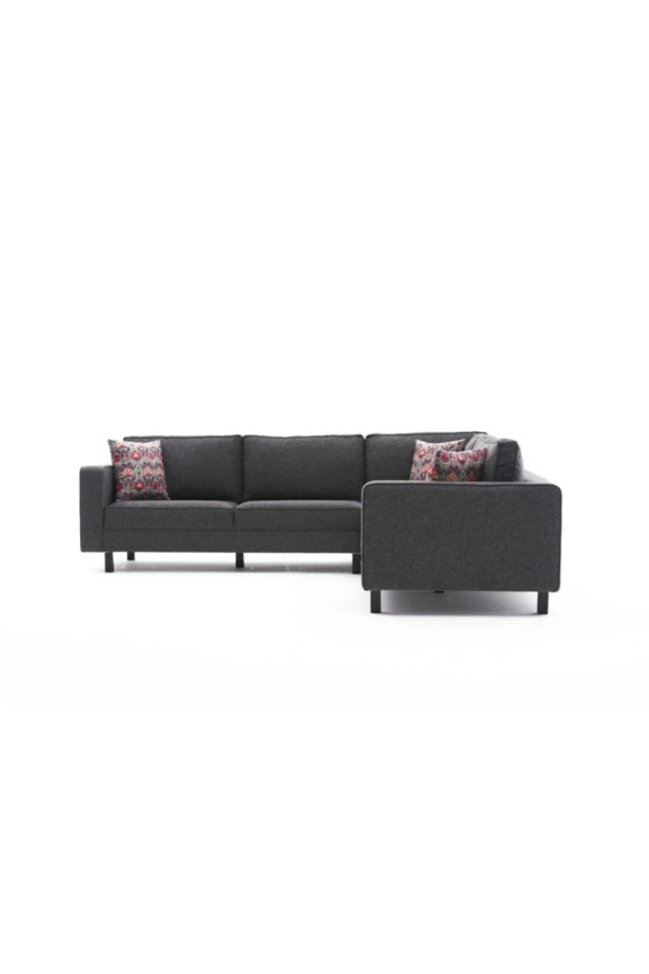 Evdebiz Kale Serisi Köşe Koltuk Keten Antrasit - 8