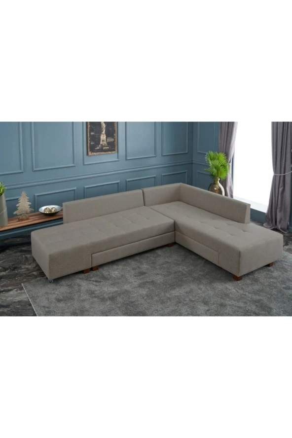 Evdebiz Stil Yataklı Köşe Koltuk Krem Sağ - 2