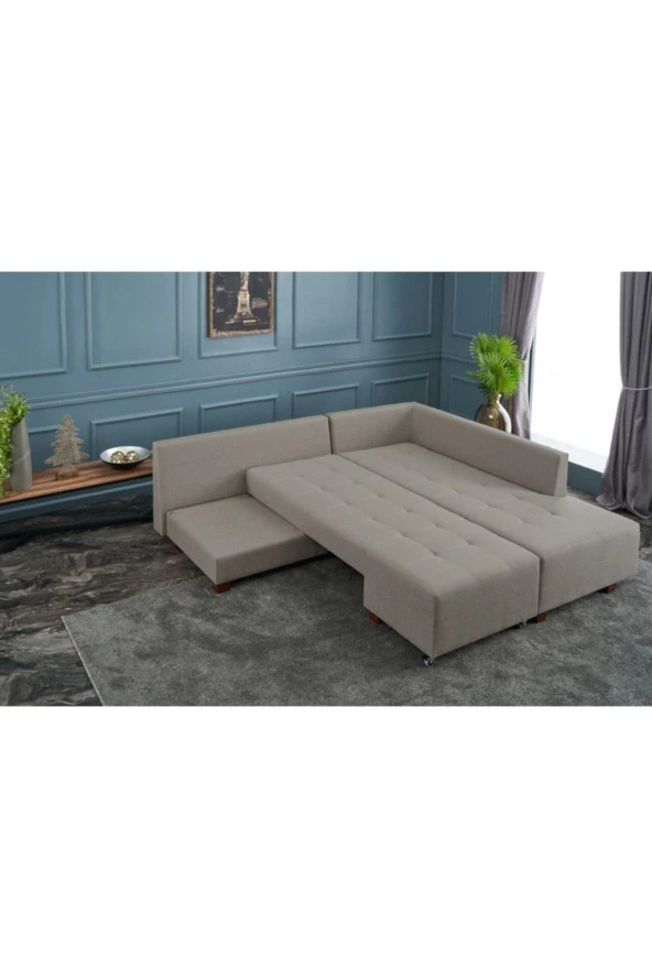 Evdebiz Stil Yataklı Köşe Koltuk Krem Sağ - 3