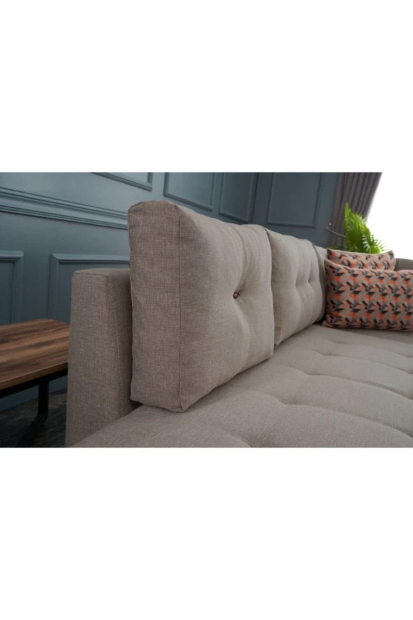 Evdebiz Stil Yataklı Köşe Koltuk Krem Sağ - 4