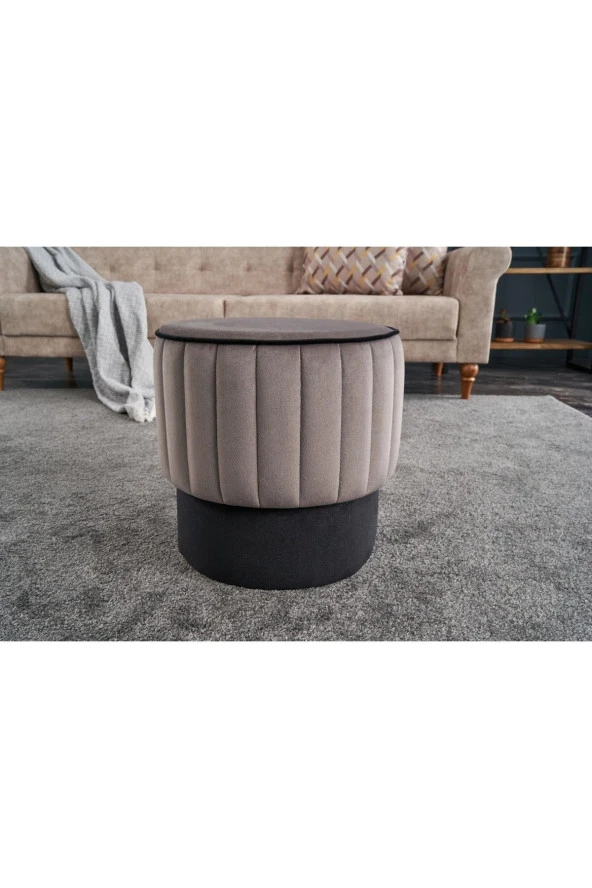 Evdebiz Gri Rose Puf