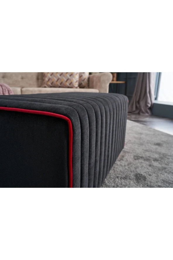 Evdebiz Siyah Dikdörtgen Mabel Puf - 3