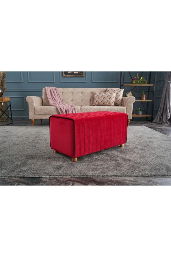 Evdebiz Kırmızı Mabel Puf - 2