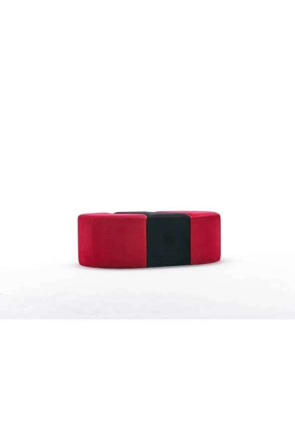 Evdebiz Alya Puf Kırmızı Siyah - 4