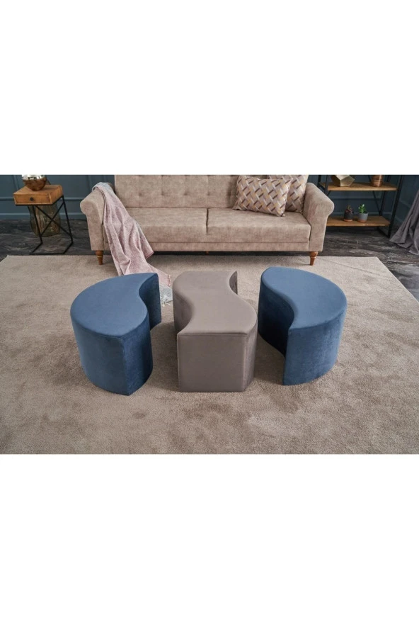 Evdebiz Mavi Alya Puf - 4