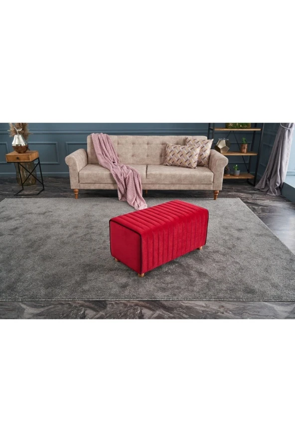 Evdebiz Kırmızı Mabel Puf - 3