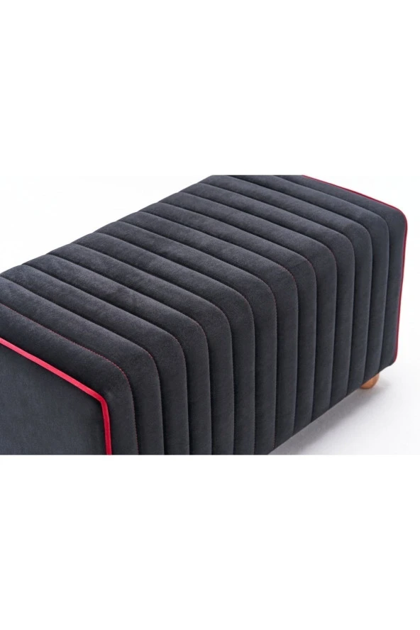 Evdebiz Siyah Dikdörtgen Mabel Puf - 6