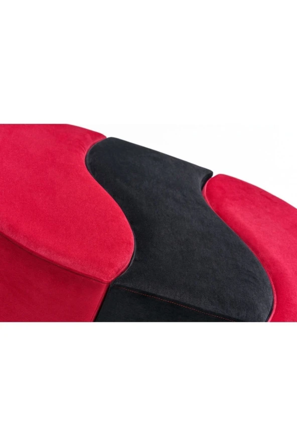 Evdebiz Alya Puf Kırmızı Siyah - 6