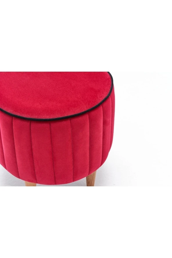 Evdebiz Kırmızı Lindy Puf - 6