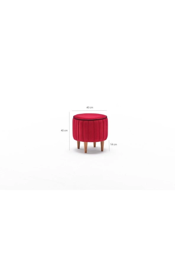Evdebiz Kırmızı Lindy Puf - 7