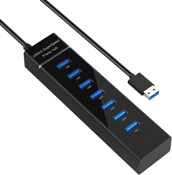 Plentiful 7 Port Usb Çoğaltıcı USB 3.0 Hızlı Aktarım 1 Metre Kablo Usb Hub Çoğaltıcı