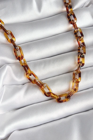 Leopar Desenli Mika Zincir Kadın Kolye - EBJ250530W34347 - Resim 2