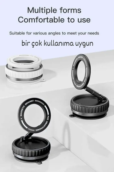 Plentiful Manyetik Araç Telefon Tutucu 360 Derece Dönebilir Araç Cam Ayna Uyumlu K11 - 2