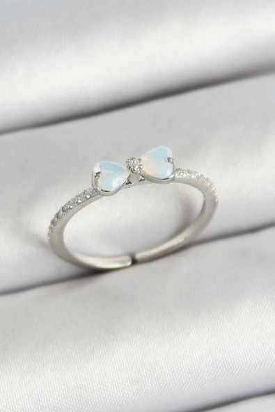 Pirinç Fiyonk Figürlü Zirkon Taşlı Gümüş Renk Ayarlanabilir Kadın Yüzük - EBJ250530W34364 ürün görseli