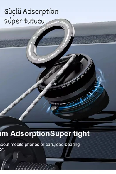 Plentiful Manyetik Araç Telefon Tutucu 360 Derece Dönebilir Araç Cam Ayna Uyumlu K11 - 5