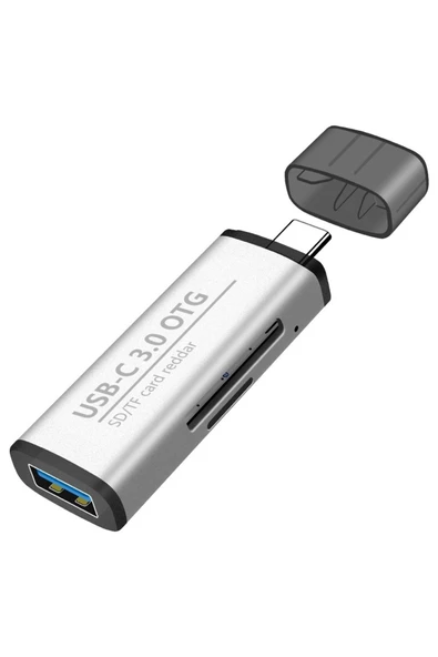 Plentiful Type-C 3in1 Usb Kart Okuyucu Micro Sd Card Reader Çevirici Dönüştürücü Usb 3.0 OTG Adaptör