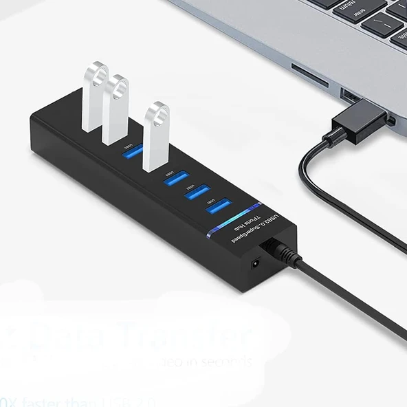 Plentiful 7 Port Usb Çoğaltıcı USB 3.0 Hızlı Aktarım 1 Metre Kablo Usb Hub Çoğaltıcı - 2