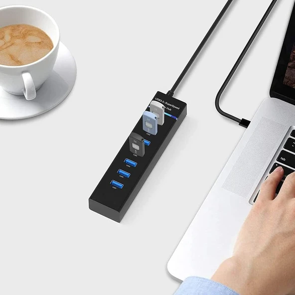 Plentiful 7 Port Usb Çoğaltıcı USB 3.0 Hızlı Aktarım 1 Metre Kablo Usb Hub Çoğaltıcı - 4