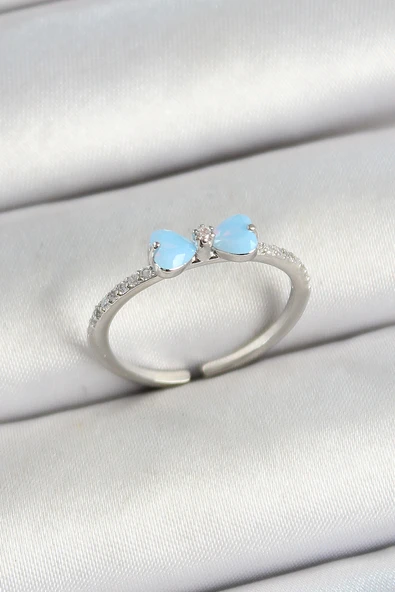 Pirinç Fiyonk Figürlü Zirkon Taşlı Gümüş Renk Ayarlanabilir Kadın Yüzük - EBJ250530W34360 ürün görseli