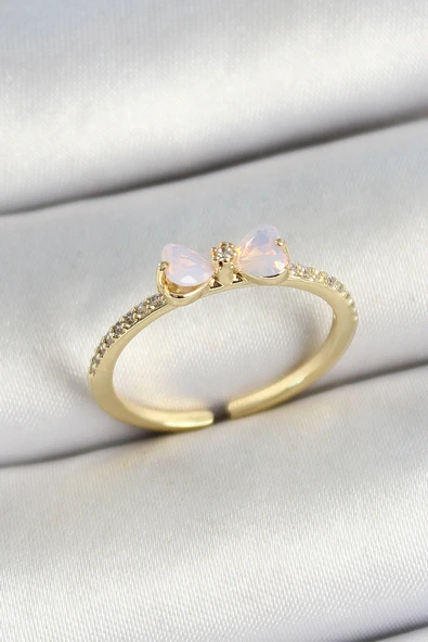 Pirinç Fiyonk Figürlü Zirkon Taşlı Gold Renk Ayarlanabilir Kadın Yüzük - EBJ250530W34371 ürün görseli