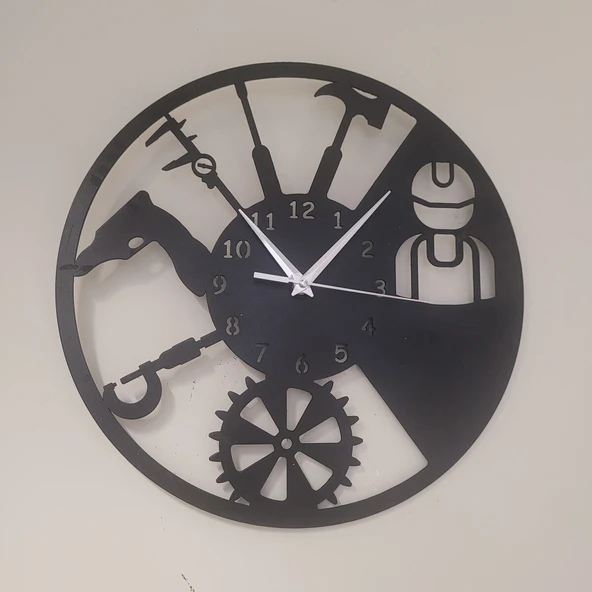 Duvar SaatiEndüstiriyel Dekoratif Duvar Saati Lazer Kesim Duvar Saati Çelik Duvar Saati 37cm