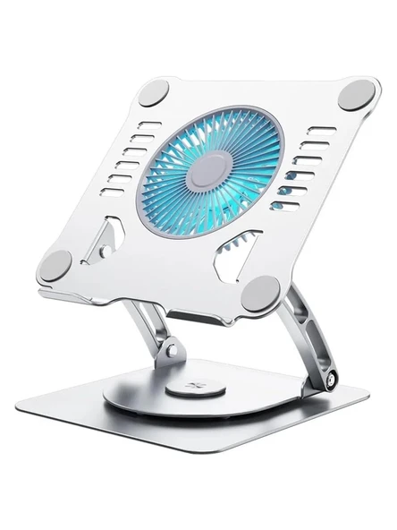Plentiful Notebook ve Laptop Stand 360 Derece Dönebilen Alüminyum Katlanır Stand Gümüş
