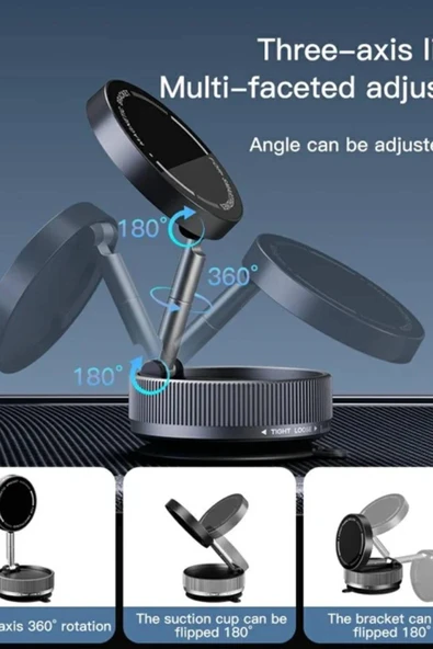 Plentiful Güçlü 360° Dönebilen Manyetik Kilitli Araç Telefon Tutucu - 6