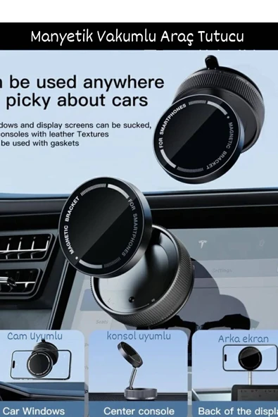 Plentiful Güçlü 360° Dönebilen Manyetik Kilitli Araç Telefon Tutucu - 4