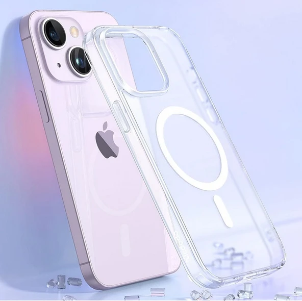 İPhone 15 için Kılıf Kamera Korumalı Magsafe Wireless Şarj Özellikli Şeffaf Kılıf - 2