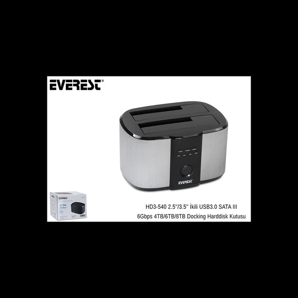 Everest Hd3-540, 2.5" Ve 3.5" Disk Uyumlu, Usb 3.0, İki Disk Yuvalı, Dock Station - 1