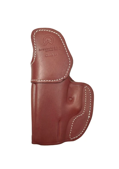 Glock 19 İçin Uygun Deri Kahverengi Kemer İçi Çıtçıtlı Silah Kılıfı