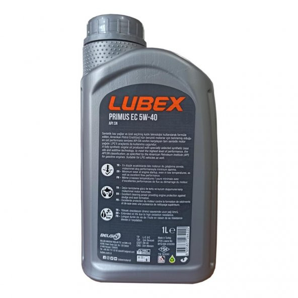 Lubex Primus EC 5W-40 1 Lt Tam Sentetik Motor Yağı (2 Adet) - Resim 6
