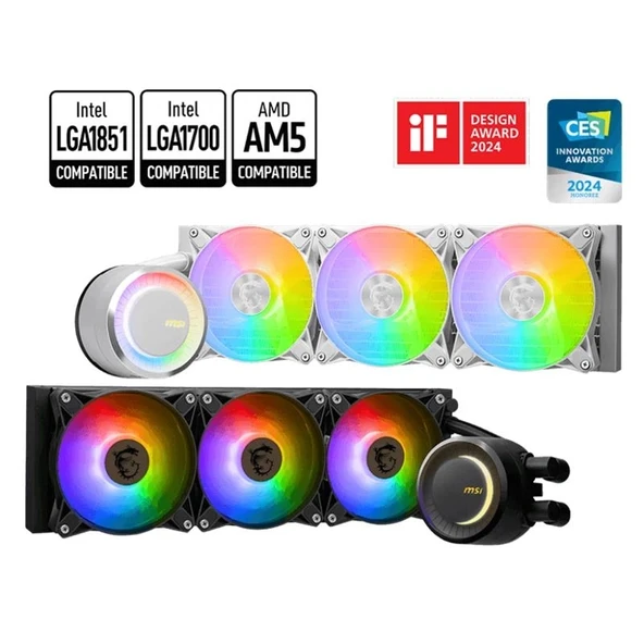 ONTECH - Msı Mag CorelıQuıd E360 Whıte 360mm Argb Sıvı İşlemci Soğutucu (lga 1150/1151/1155/1156/1200/1700/am5 Uyumlu)