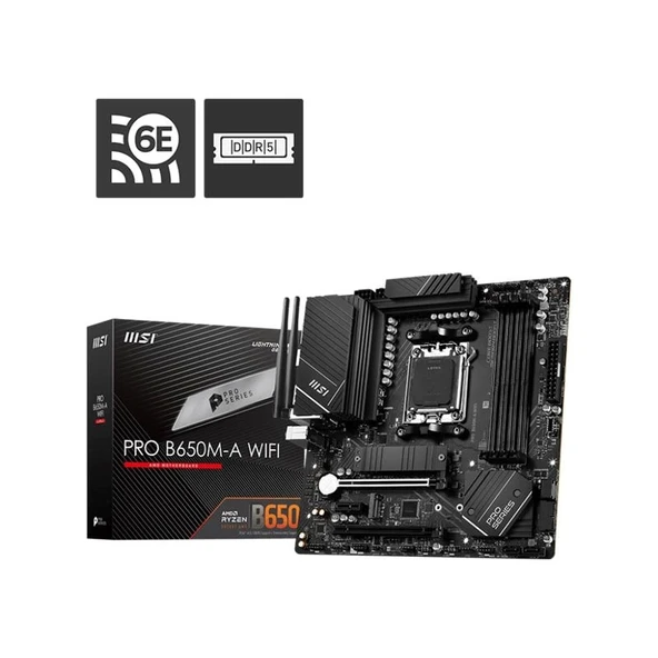 ONTECH - Msı Pro B650m-a Wıfı Ddr5 6000mhz 1xhdmı 1xdp 2xm.2 Usb 3.2 Matx Am5 ( Amd Am5 7000 Serili İşlemci Uyumlu)